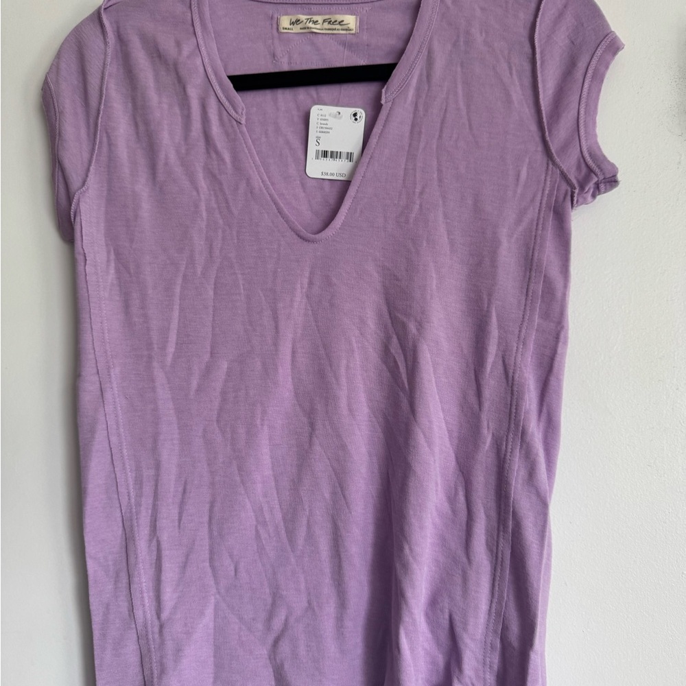 Free People Lilac Short Sleeve Tee